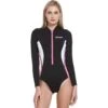 Maillot Néoprène Femme Noir/Rose Cressi Termico 2mm -Sports Nautiques Série Magasin maillot neoprene femme noir rose cressi termico 2mm