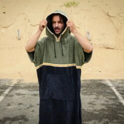 Poncho Surf Adulte Saint Jacques Wetsuits Kaki-Bleu -Sports Nautiques Série Magasin poncho surf adulte saint jacques wetsuits kaki bleu 3